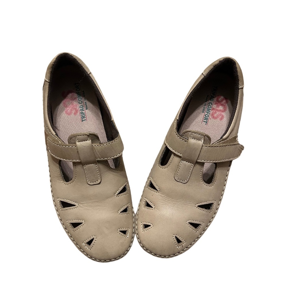 SAS Beige Leather Mary Jane Comfy Loafer Shoes Tripad comfort soft step